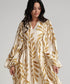 Vneck Elasticated Sleeve Loose Fitted Printed Dress-Yellow